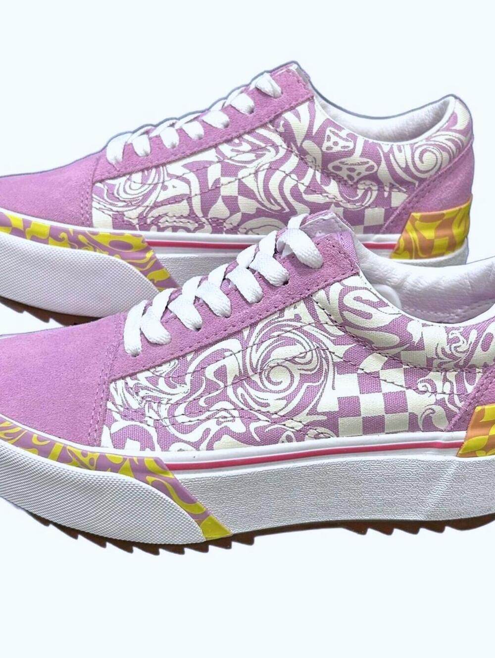 Vans Old Skool Wavy Daze Platform Sneakers "Purple/White/Yellow"  Womens 6 | NEW